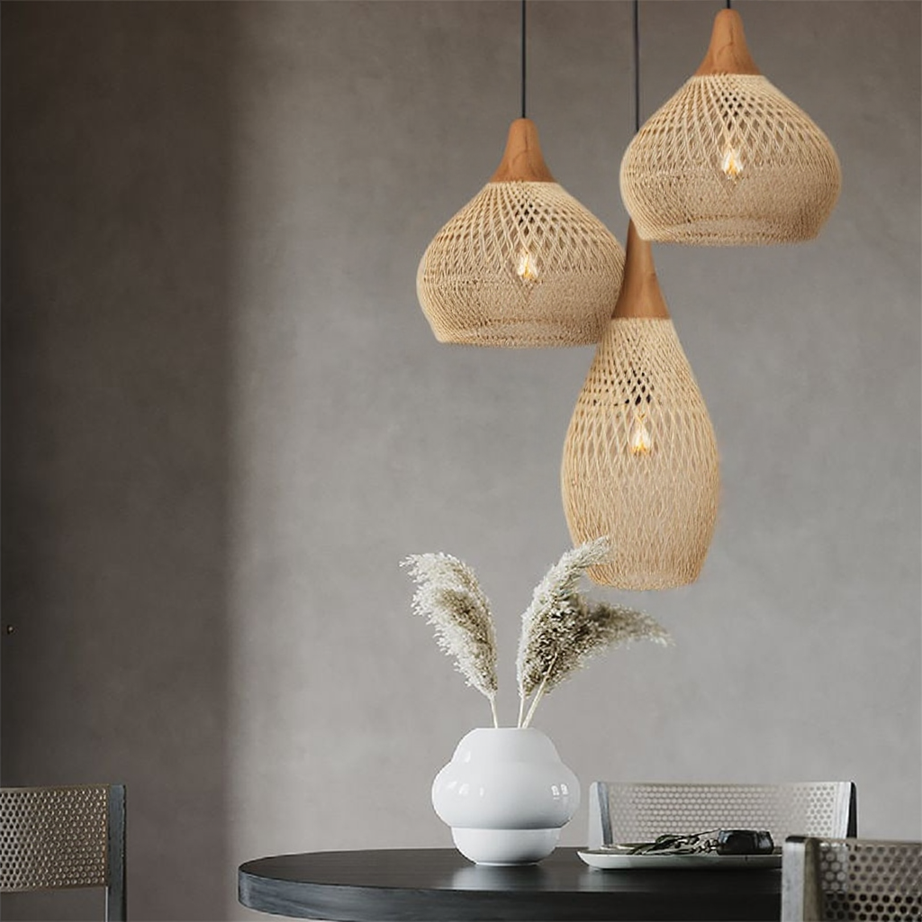Vintage Rattan Woven Chandelier