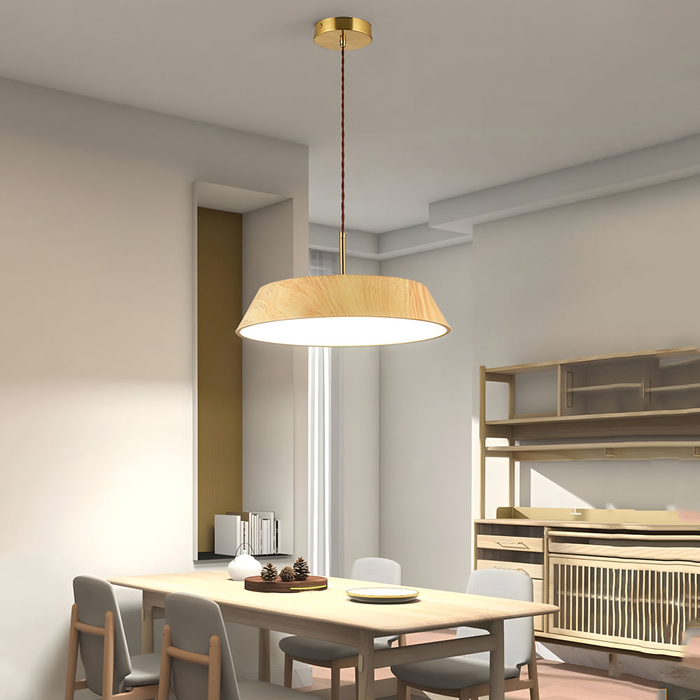 15 74 Inch Round Wood Japanese Style Led Pendant Light