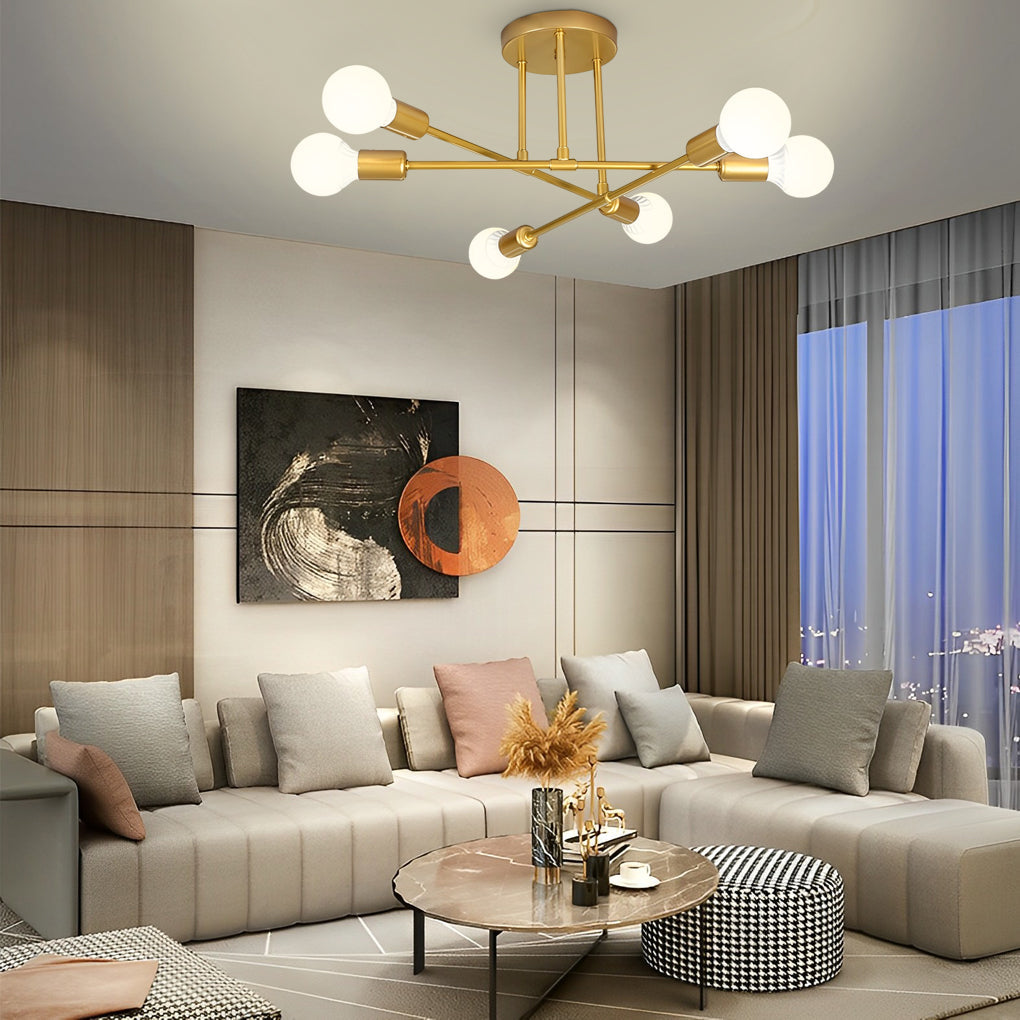 Elegant 6 Light Flush Mount Light E26 E27 22 Dia