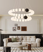 Celestial Bead Ring Chandelier – Modern LED Pendant for Dining and Living Spaces