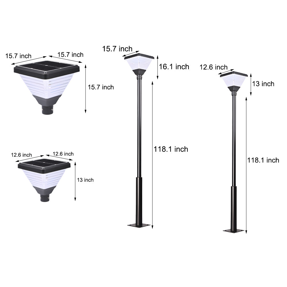 1 Light Black 98 In 118 In Solar Led Square Post Street Light