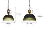 Retro Gradient Dark Green Striped Glass Art Nordic Pendant Lights Fixture Li002742