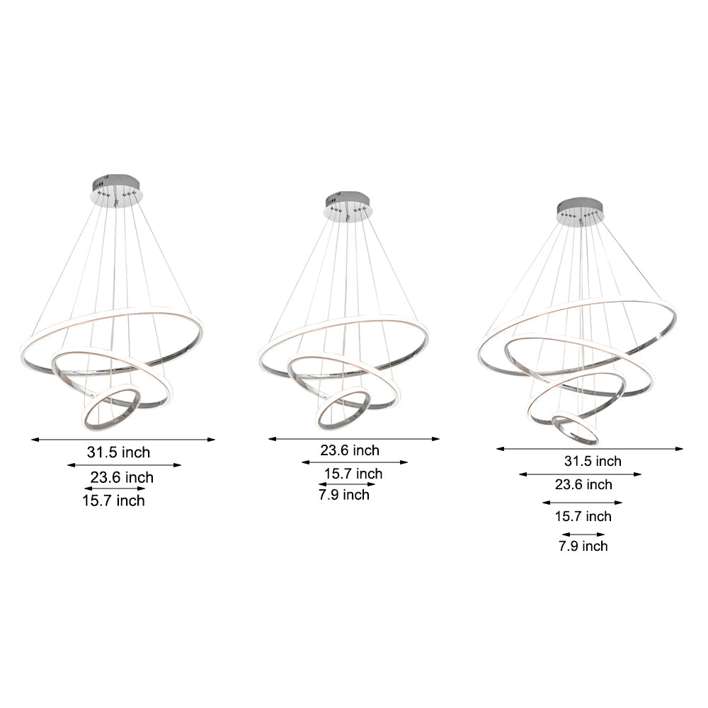 Contemporary Hanging 3 4 Light Tiered Ring Chandelier Chrome