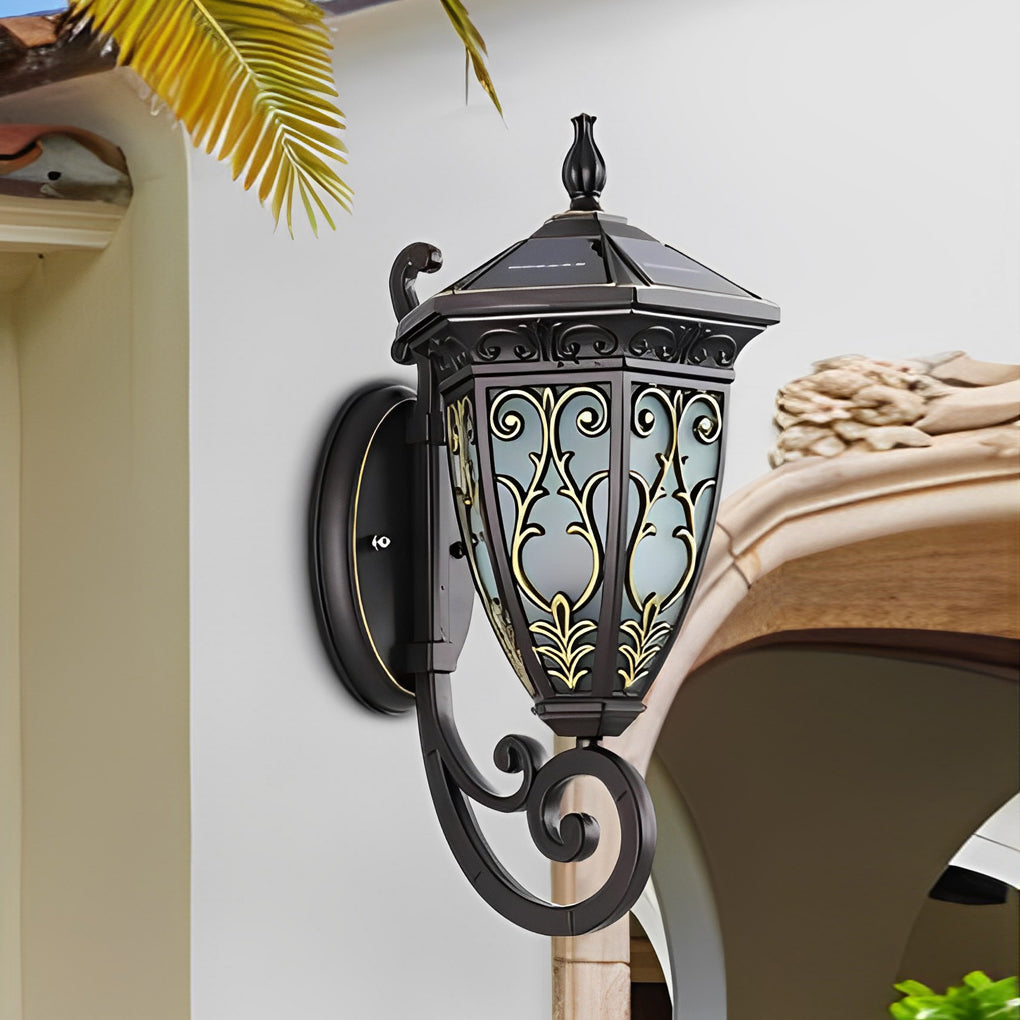 Vintage Flower Pattern Solar Wall Lamp Ha083745