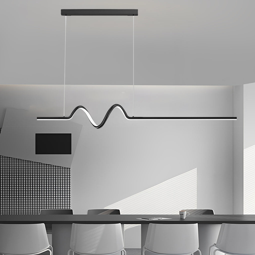 Aurelle Wave LED Pendant Light – Minimalist Nordic Chandelier with Stepless Dimming