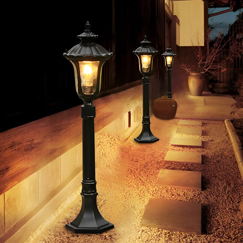 Classic Black LED Outdoor Post Light with Water Glass Lens