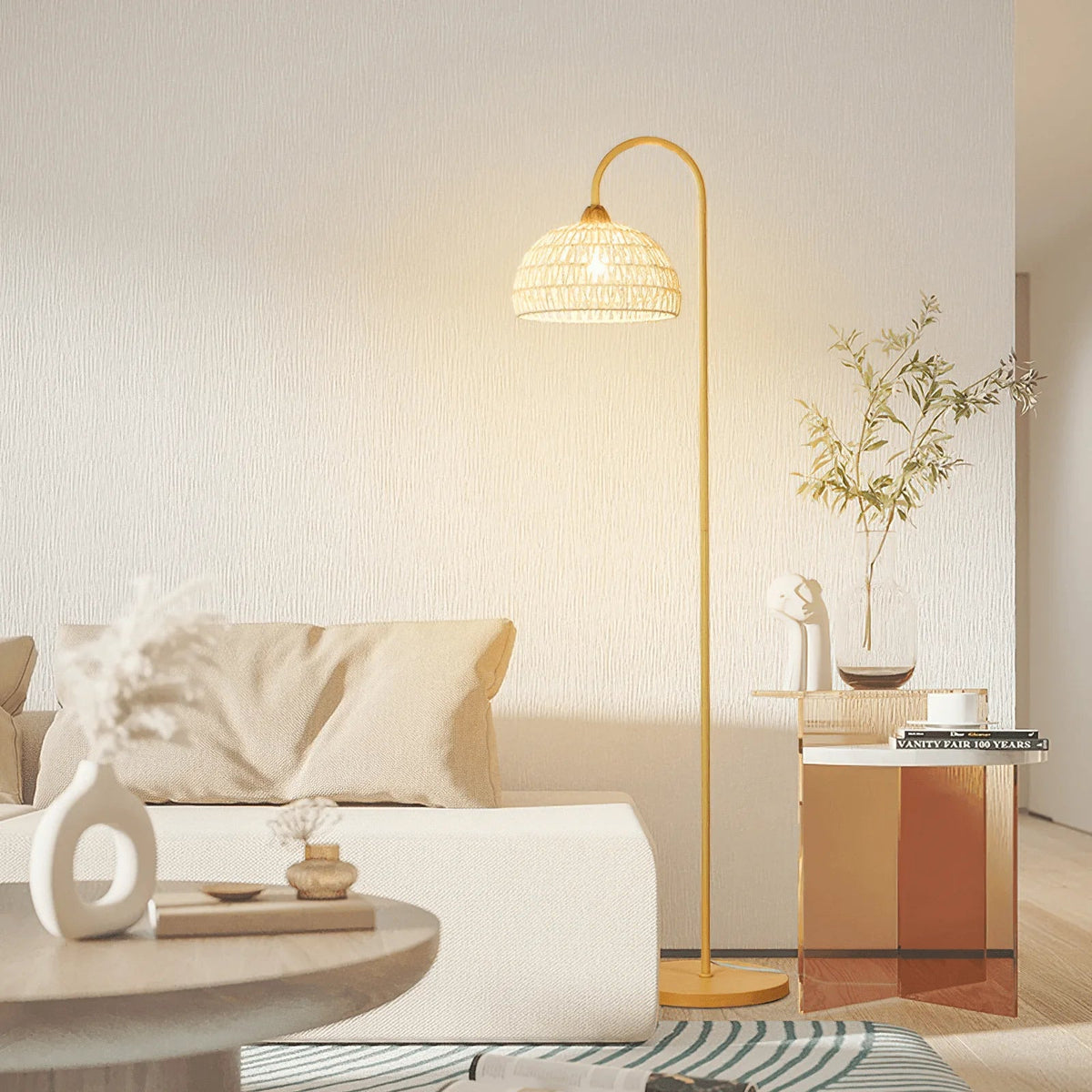 Rattan Bend Floor Lamp