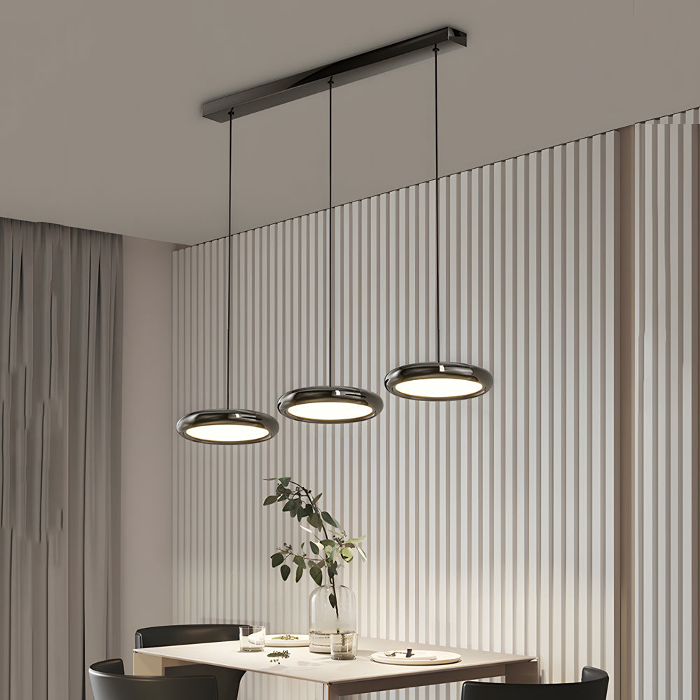 Modern 1 3 Light Black Chrome Round Metallic Led Pendant Light