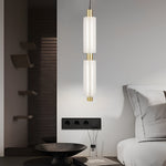 1 2 3 Heads Acrylic Cylinder Pendant Lights Modern Hanging Lamp In Gold Black
