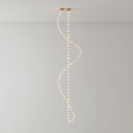 Pearl Necklace Acrylic Ball Chandelier, Modern Gold LED Pendant Light