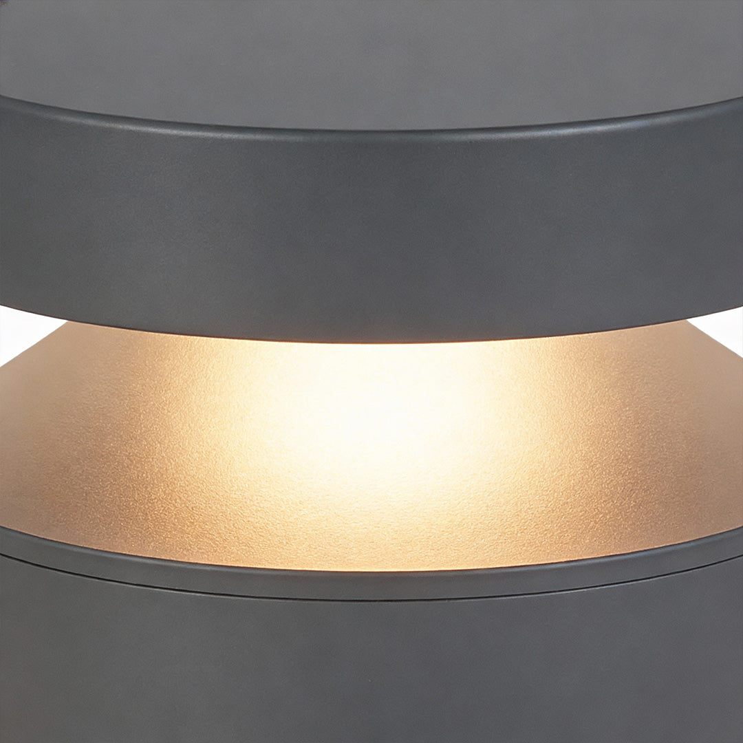 Minimalist LED Bollard Landscape Light in Sand Gray, 12W Warm White 3000K, IP65 Waterproof