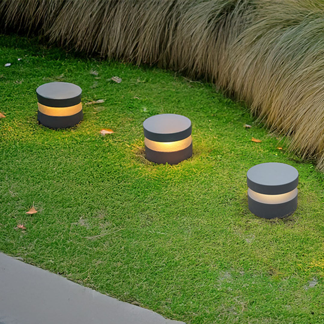 Minimalist LED Bollard Landscape Light in Sand Gray, 12W Warm White 3000K, IP65 Waterproof