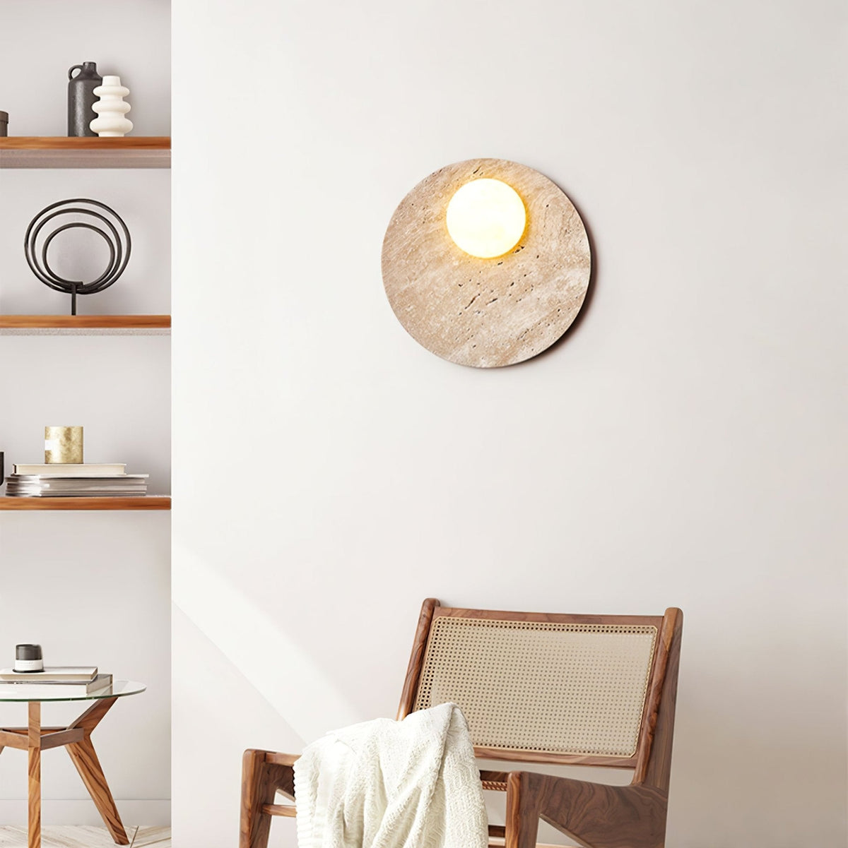 Moonwake Travertine Wall Sconce – Modern Natural Stone Lighting