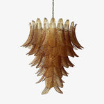 Amber Leaf Cascade Chandelier — Modern Art Glass Pendant for Dining Room