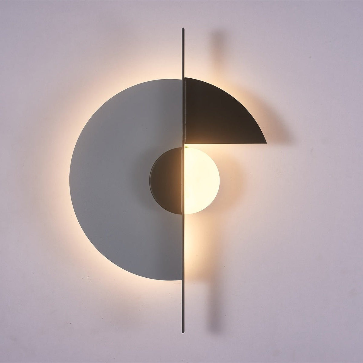 Geometric Eclipse LED Wall Sconce in Black and Grey Metal