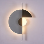 Geometric Eclipse LED Wall Sconce in Black and Grey Metal