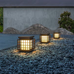 Stainless Steel Solar Pillar Lights with Alabaster Shade for Modern Courtyards