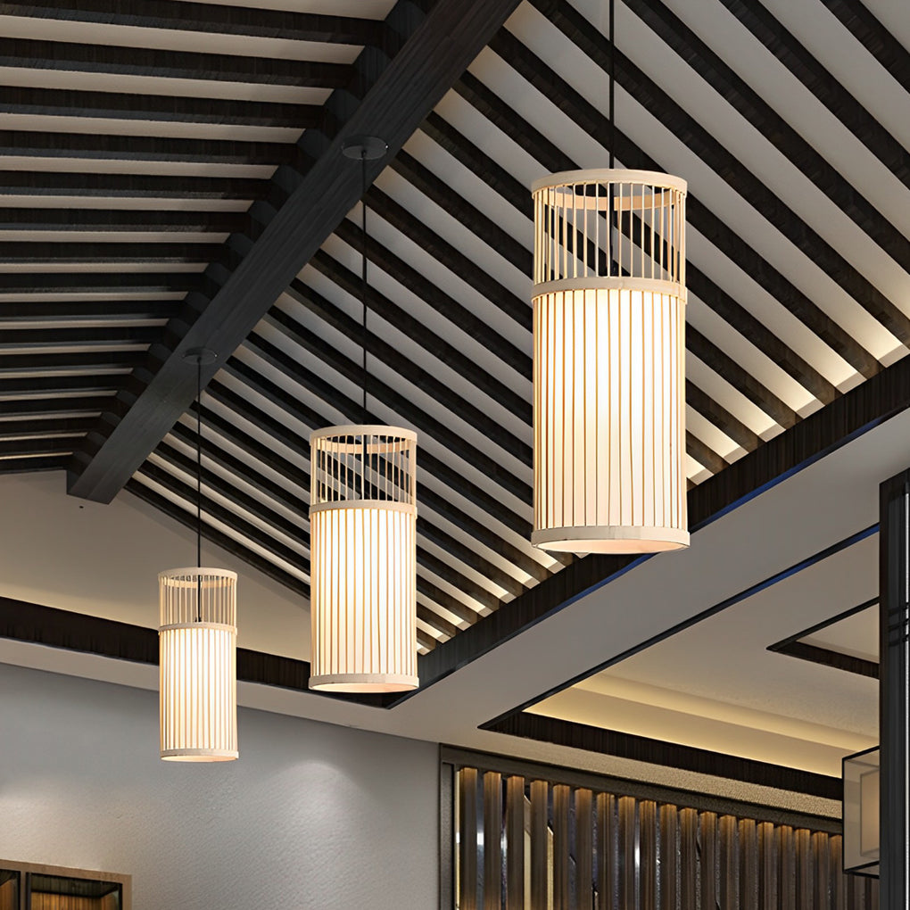 Artisan Bamboo LED Pendant Light – Handwoven Minimalist Hanging Lamp for Modern Interiors