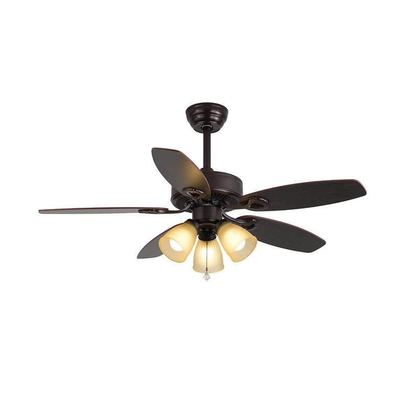 Sienna Breeze Ceiling Fan with Light – Walnut Wood Blades & Amber Glass
