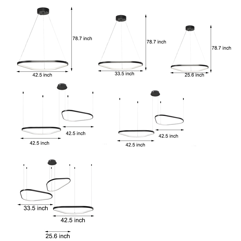 Black 1 2 3 Light Triangle Ring Chandelier
