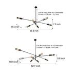 Industrial Sputnik Chandelier Copper Linear Pendant Lights 6 8 Light