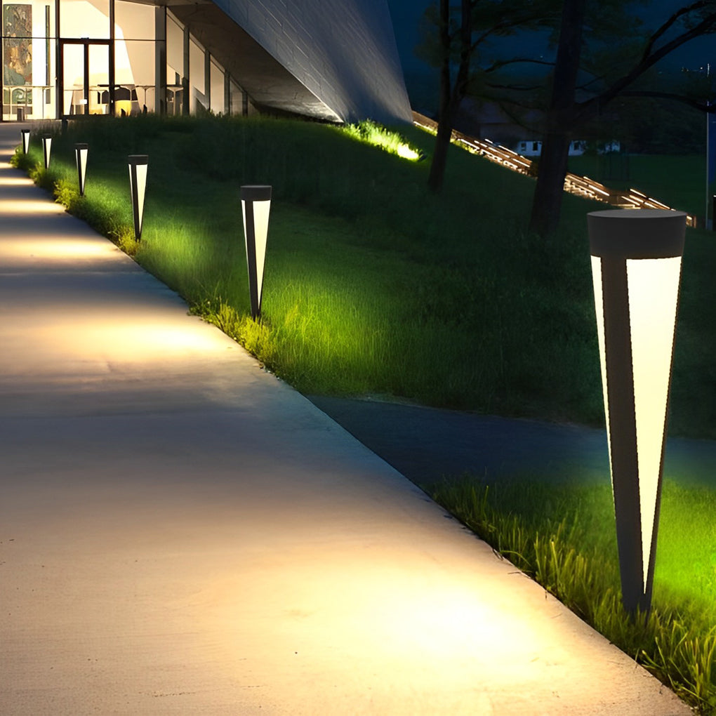 Modern Solar LED Lawn Light in Gray Aluminum for Garden Pathways