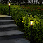 Heritage Iron LED Garden Lantern with Handcrafted Glass Shade