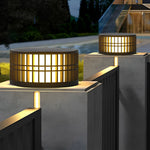 Round Led Black Modern Solar Fence Post Lights Ha077197
