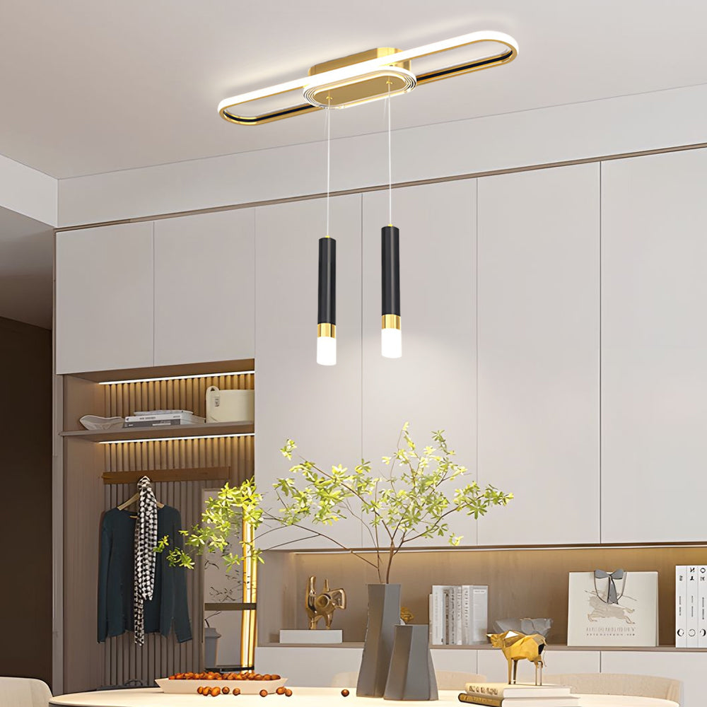 Long Circular Three Step Dimming Led Modern Ceiling Light Fixture Hanging Lamp