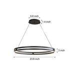 23 In Double Wheel Chandelier Modern Led Pendant Light Black Gold Brown