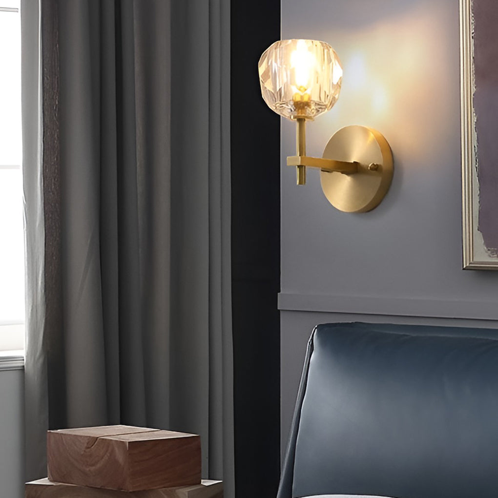 Ball Shaped Led Crystal Gold Postmodern Wall Lamp