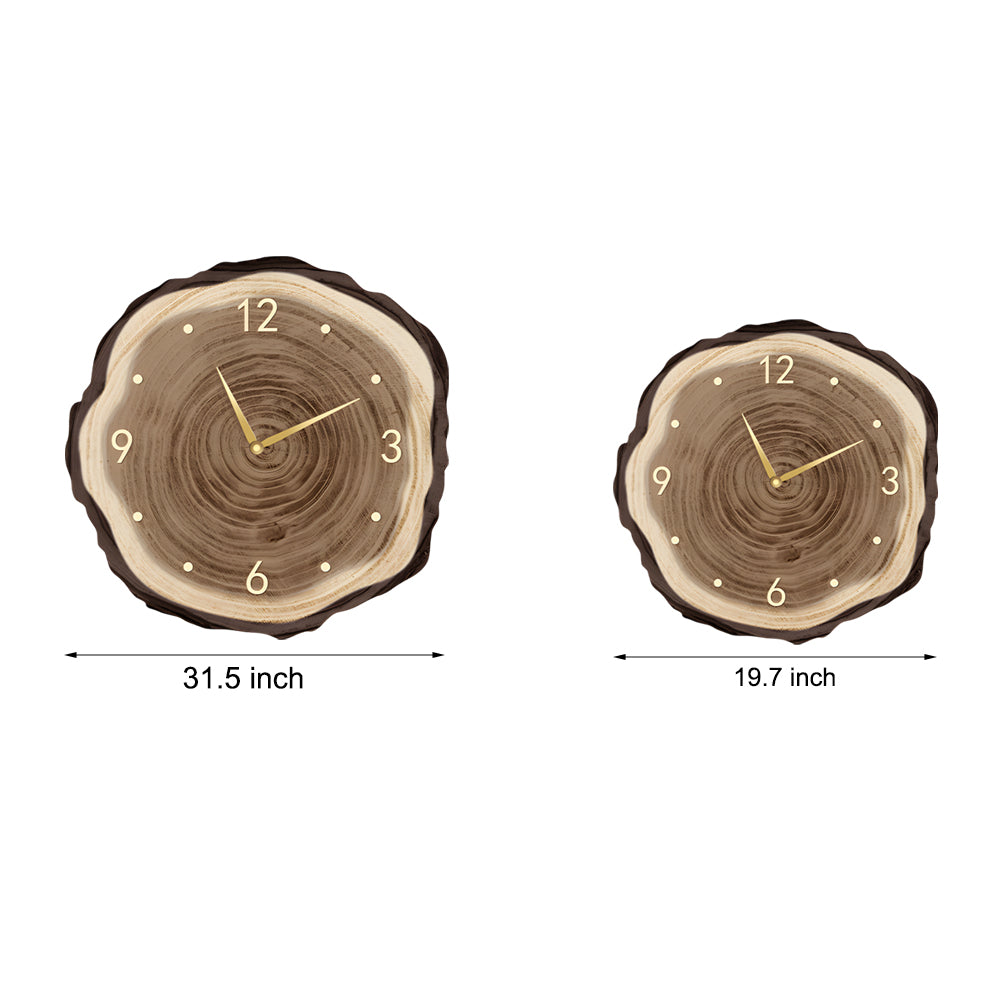 Rustic Round Wood Slice Clock With Remote Control And Led Lights Us Plug