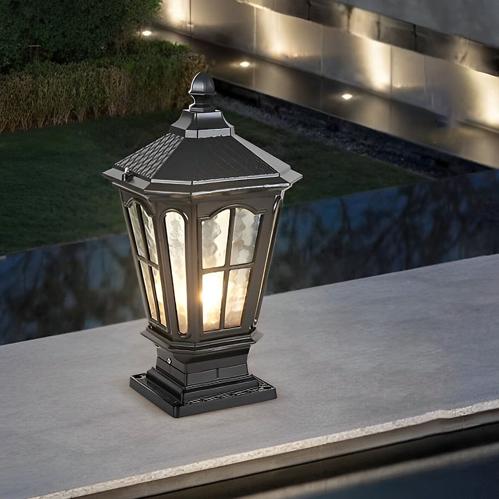 Retro Pavilion Shape Solar Powered Fence Post Light Ha080207