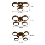 Modern Sputnik 3 4 5 Light Walnut Circles Flush Mount Led Ceiling Light