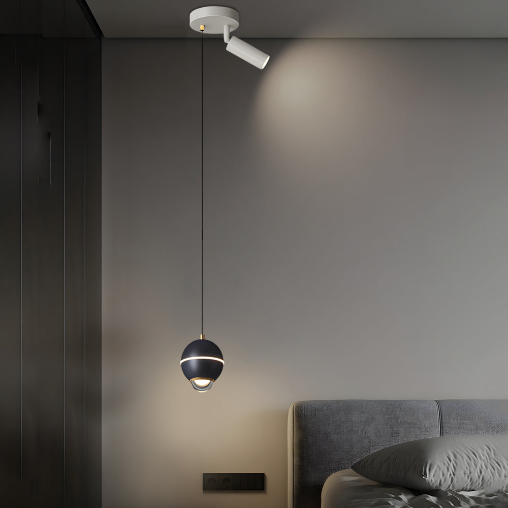 Small Metal Ball 3 Step Dimming Led Modern Pendant Lights With Spotlights