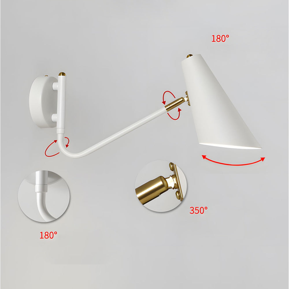 Modern Hoxton Hanging Wall Sconce With Conical Shade 1 Light