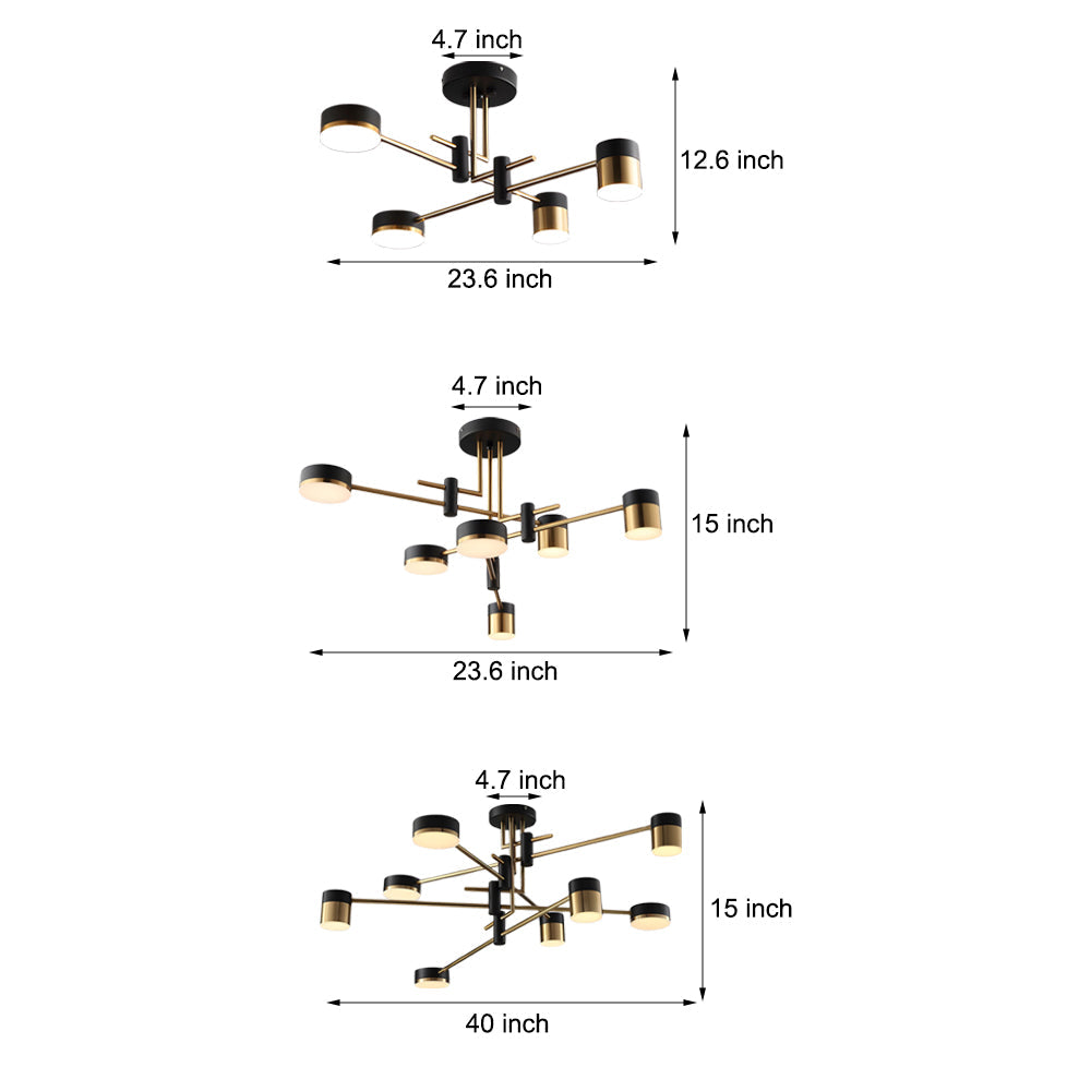 Modern 4 6 8 Light Led Dimmable Sputnik Chandelier