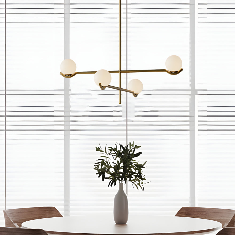 Modern Linear Glass Ball Pendant Light With 3 4 6 Light Black Gold