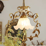 French Style Vintage Full Copper Crystal Glass Chandelier
