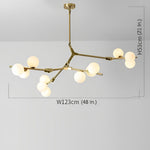 Nordic Style Modern Minimalist Cluster Metal Glass Chandelier Black Gold Fixture