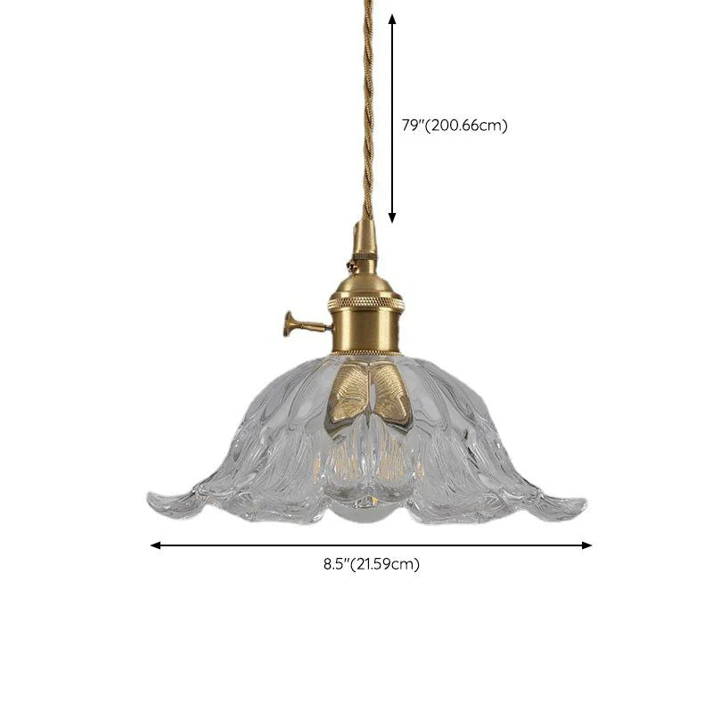 Bronze Walnut Wood Amber Patterned Glass Chandelier
