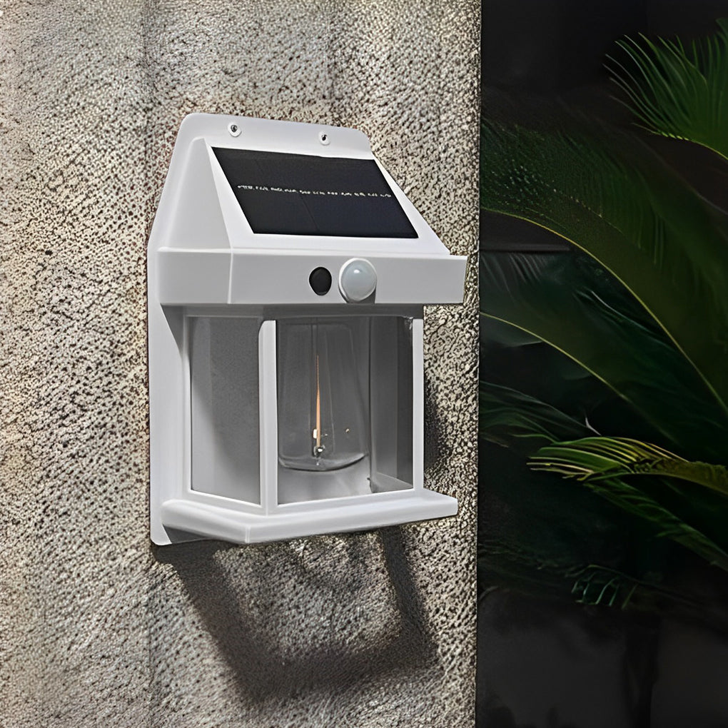 Tungsten Bulb Solar Wall Lanterns Dusk To Dawn Motion Senor Lighting