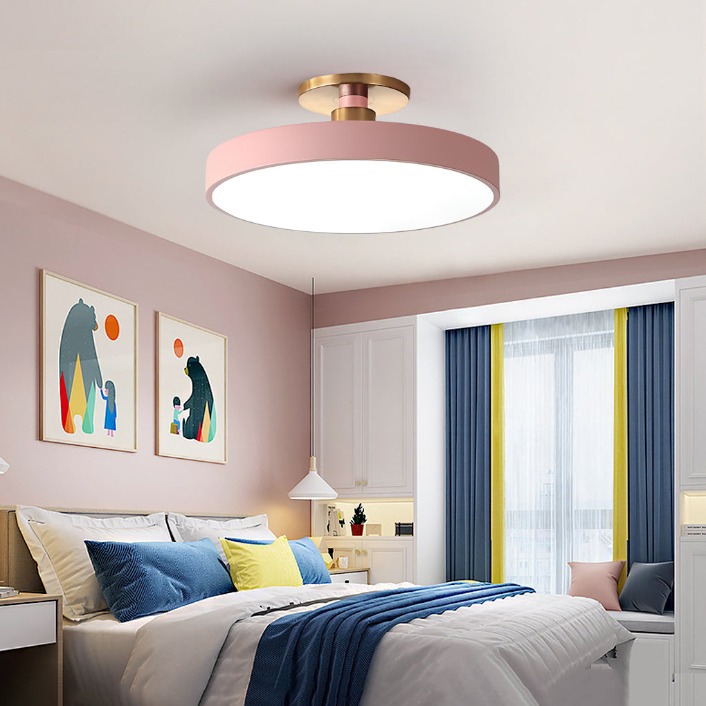Modern Thick Circular Led Nordic Semi Flush Mount Ceiling Light