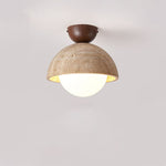 Flore Travertine Bud Ceiling Light — Natural Stone Flush Mount