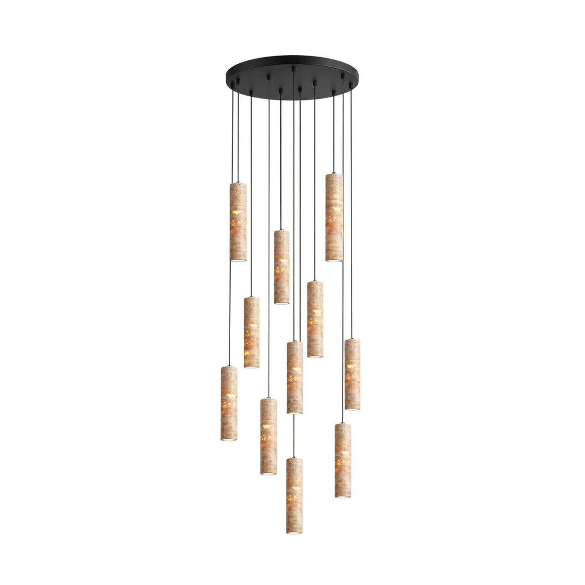 Travertine Cylinder Pendant Light in Warm Stone for Modern Interiors