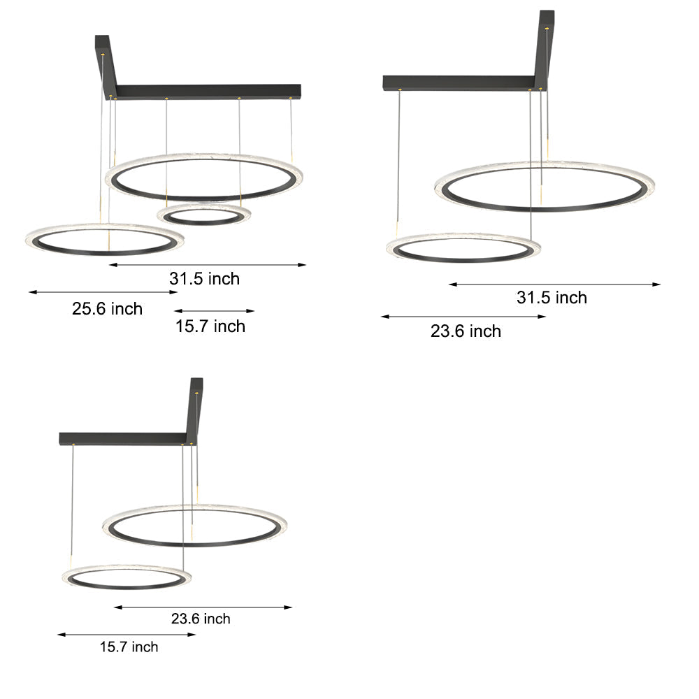 2 3 Circles Rings Three Step Dimming Minimalist Modern Ceiling Light Fixture
