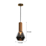 Luxury Copper Glass Jar 1 Light Wood Pendant Light Ceiling Hang Fixture Cork Diamond Glass Suspended Lights