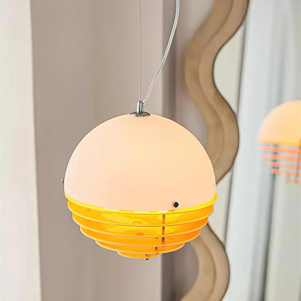 Mid Century Bauhaus Sunset Orange Pendant Lamp