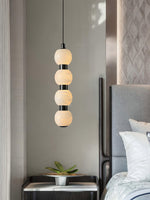 Orbique Alabaster Pendant Light – Modern Vertical LED Chandelier