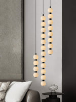 Orbique Alabaster Pendant Light – Modern Vertical LED Chandelier